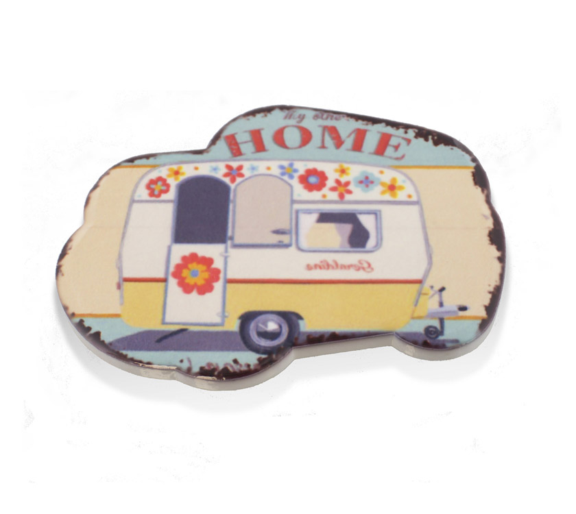 An image of PRIMA Retro Caravan 'Home' Fridge Magnet