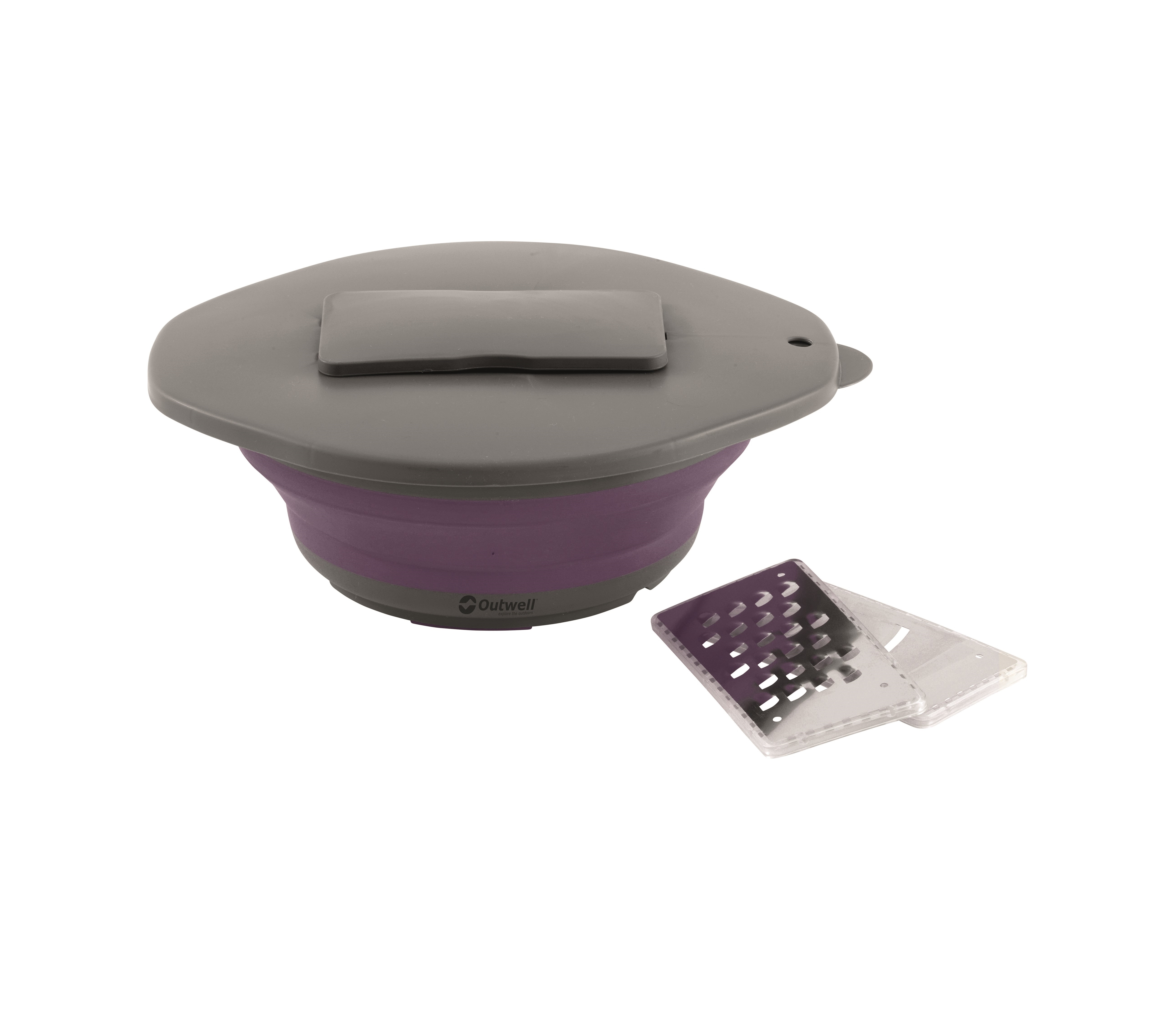 An image of Outwell Collaps Bowl & Lid with Grater Rich Plum