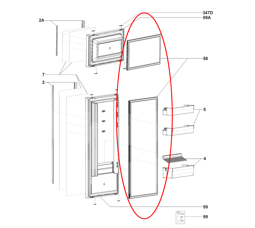 An image of Dometic RMD10.5T Fridge & Freezer Door Gasket