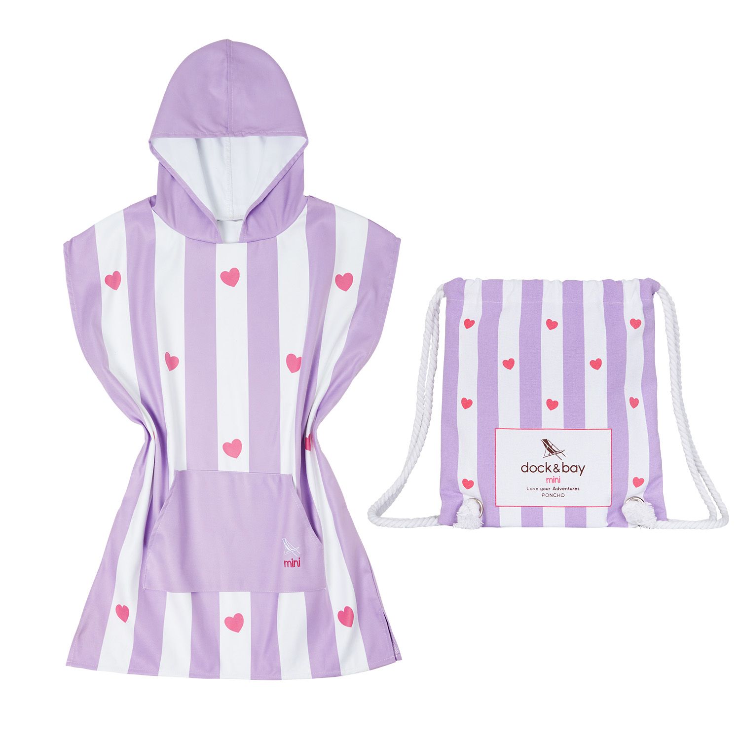 An image of Dock & Bay Kids Poncho Towel - Purple Heart - Childrens Small
